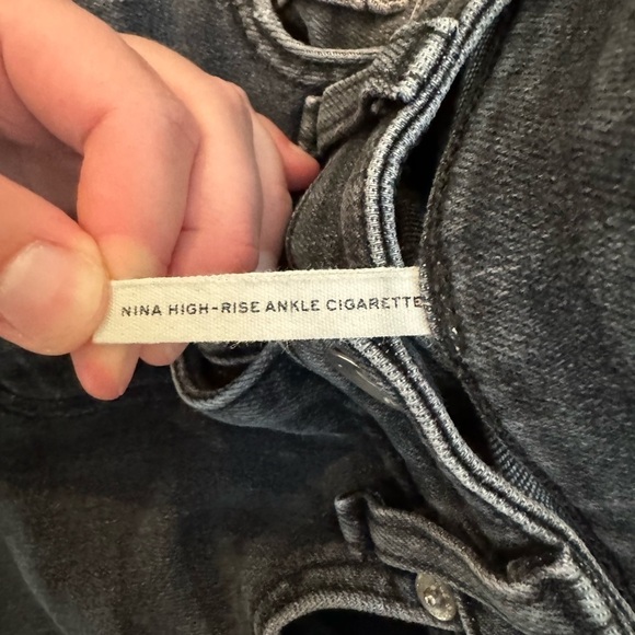 Rag & Bone Nina High Rise Ankle Cigarette Ripped Jeans in Black/Grey - Picture 5 of 10